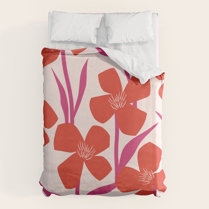 Red and Pink Floral Pattern Duvet Cover Gallery Image 1