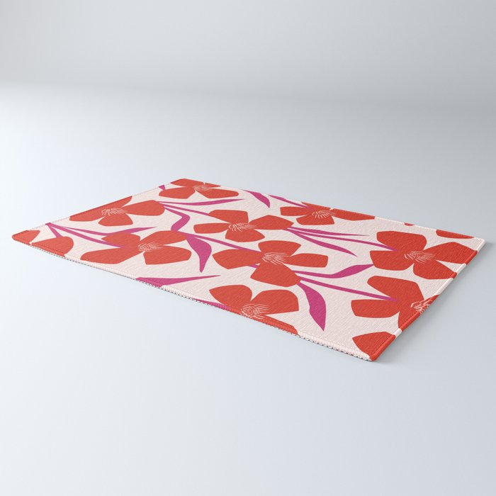Red and Pink Floral Pattern Rug Gallery Image 3