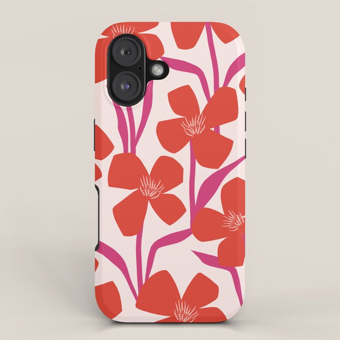 Red and Pink Floral Pattern iPhone Case Gallery Image 1