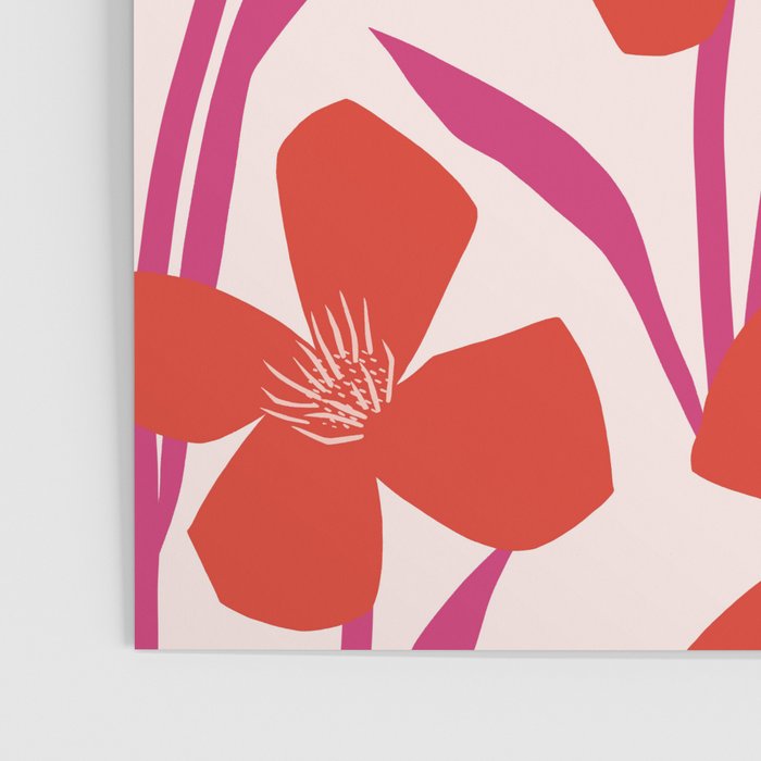 Red and Pink Floral Pattern Poster Gallery Image 3