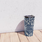 Festive, Floral Prints and Leaves, Line Art, Navy Blue and Gray Travel Mug Gallery Image 4