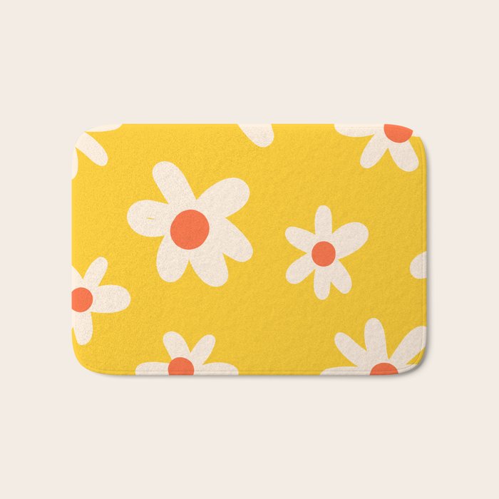 Happy Golden Daisies | Yellow Daisies | Summer Flowers Bath Mat Gallery Image 1