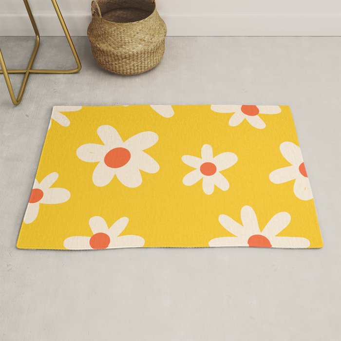 Happy Golden Daisies | Yellow Daisies | Summer Flowers Rug Gallery Image 1