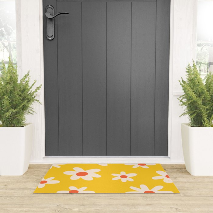 Happy Golden Daisies | Yellow Daisies | Summer Flowers Welcome Mat Gallery Image 3