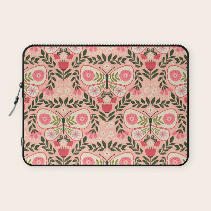 Folk Butterfly Pattern - Peach Laptop Sleeve Gallery Image 1