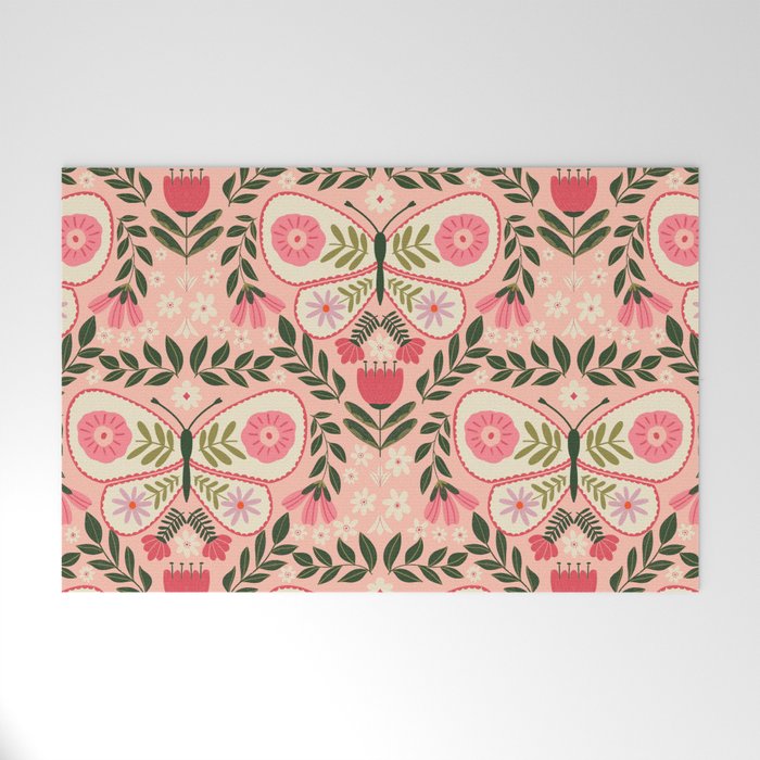 Folk Butterfly Pattern - Peach Welcome Mat Gallery Image 1