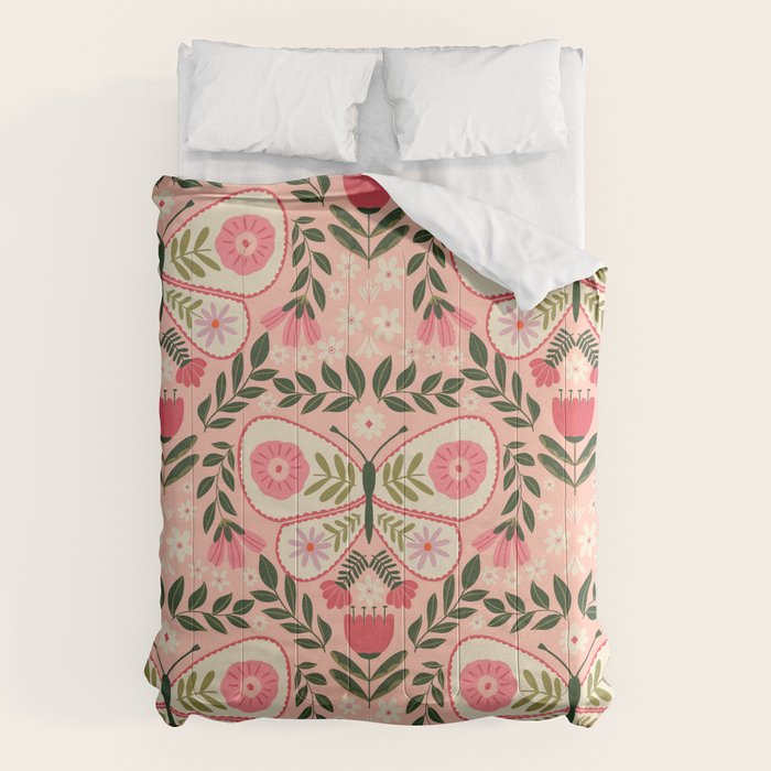 Folk Butterfly Pattern - Peach Comforter Gallery Image 6
