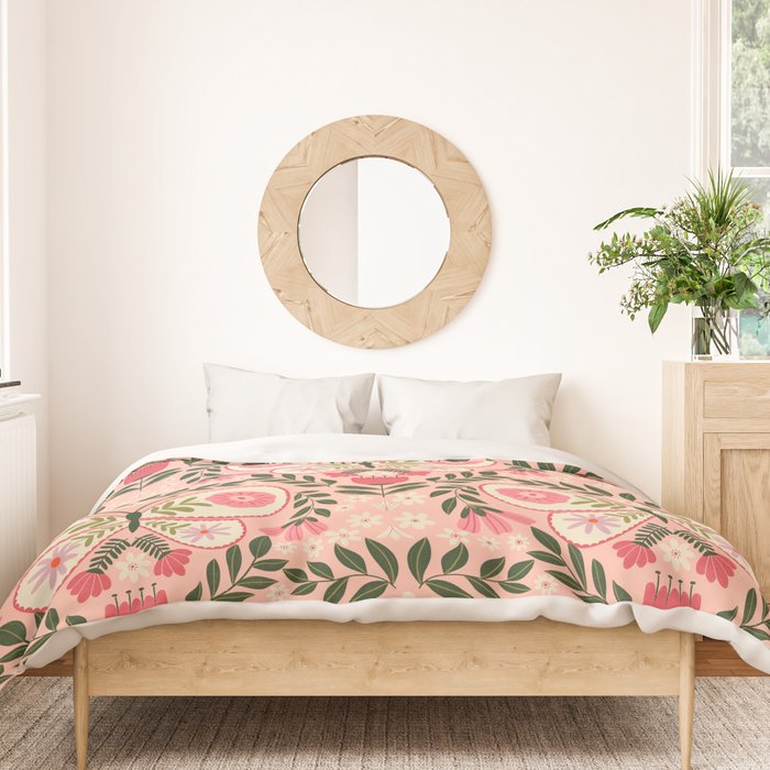 Folk Butterfly Pattern - Peach Duvet Cover Gallery Image 3