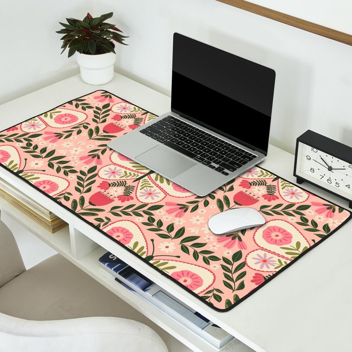 Folk Butterfly Pattern - Peach Desk Mat Gallery Image 2