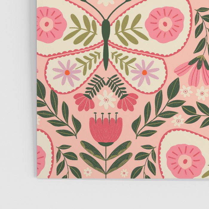 Folk Butterfly Pattern - Peach Poster Gallery Image 3