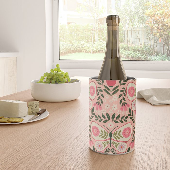Folk Butterfly Pattern - Peach Wine Chiller Gallery Image 4