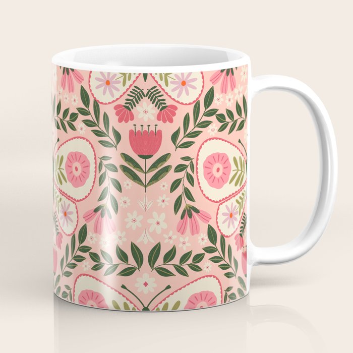 Folk Butterfly Pattern - Peach Coffee Mug Gallery Image 1