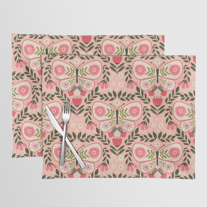 Folk Butterfly Pattern - Peach Placemat Gallery Image 1