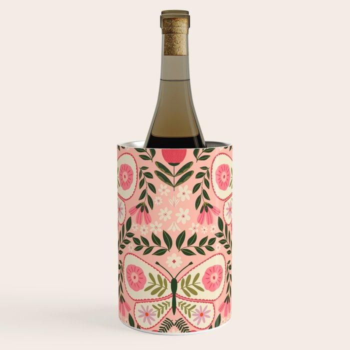 Folk Butterfly Pattern - Peach Wine Chiller Gallery Image 1