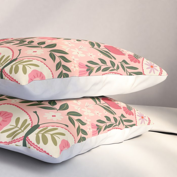 Folk Butterfly Pattern - Peach Pillow Sham Gallery Image 3
