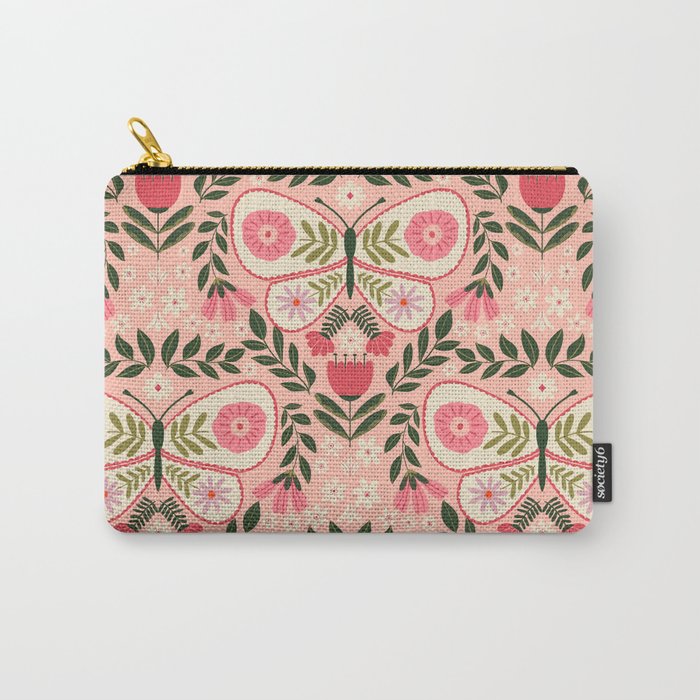Folk Butterfly Pattern - Peach Carry All Pouch Gallery Image 1