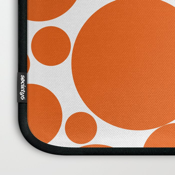 Bubbly Mod Dots Pattern in Burnt Orange and White Laptop Sleeve Gallery Image 3