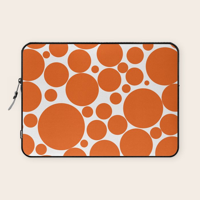 Bubbly Mod Dots Pattern in Burnt Orange and White Laptop Sleeve Gallery Image 1