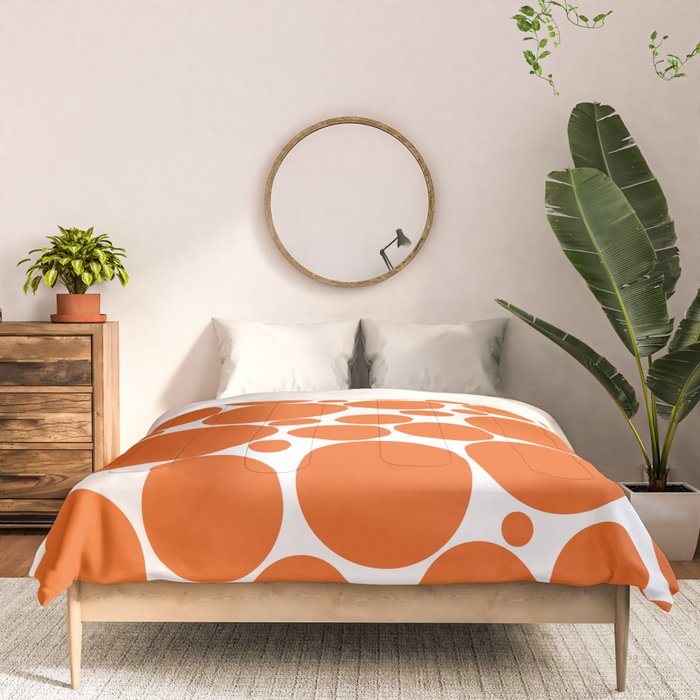 Bubbly Mod Dots Pattern in Burnt Orange and White Comforter Gallery Image 3