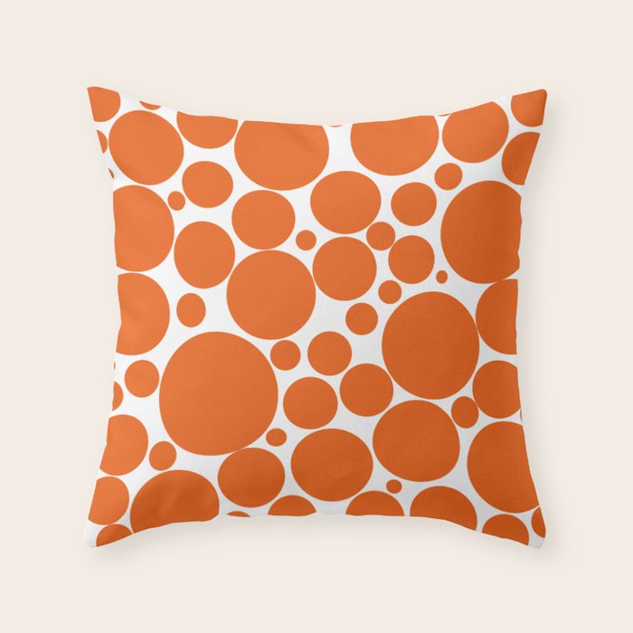 Bubbly Mod Dots Pattern in Burnt Orange and White Throw Pillow Gallery Image 6