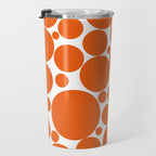 Bubbly Mod Dots Pattern in Burnt Orange and White Travel Mug Gallery Image 3