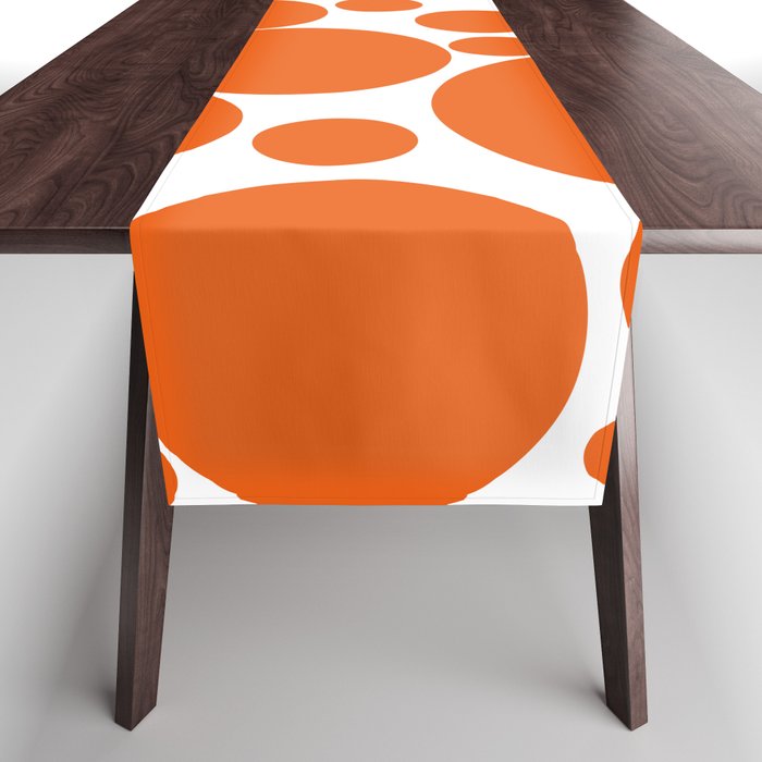 Bubbly Mod Dots Pattern in Burnt Orange and White Table Runner Gallery Image 1