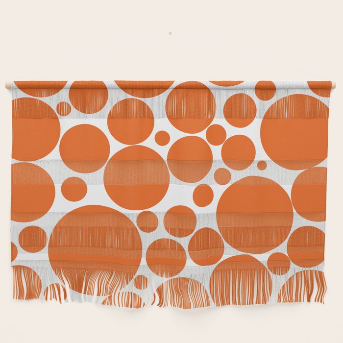 Bubbly Mod Dots Pattern in Burnt Orange and White Wall Hanging Gallery Image 1