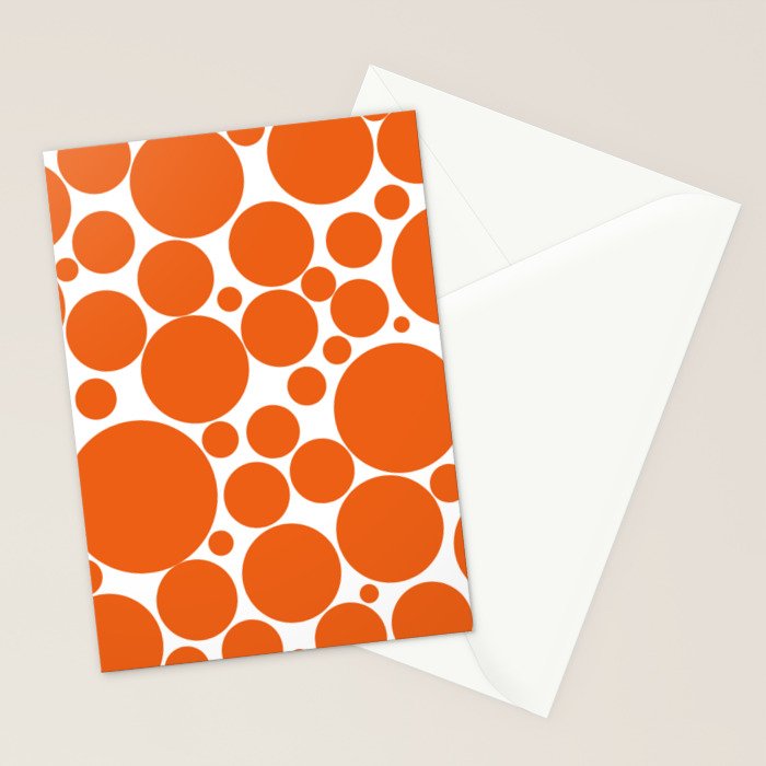 Bubbly Mod Dots Pattern in Burnt Orange and White Stationery Card Gallery Image 2