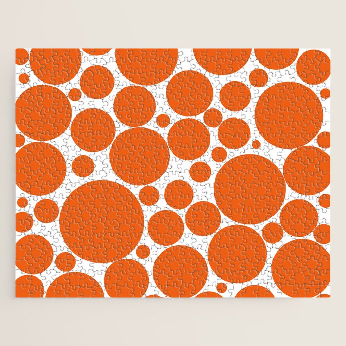 Bubbly Mod Dots Pattern in Burnt Orange and White Jigsaw Puzzle Gallery Image 1