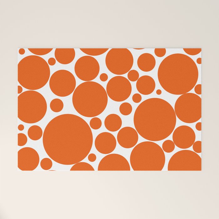 Bubbly Mod Dots Pattern in Burnt Orange and White Welcome Mat Gallery Image 1
