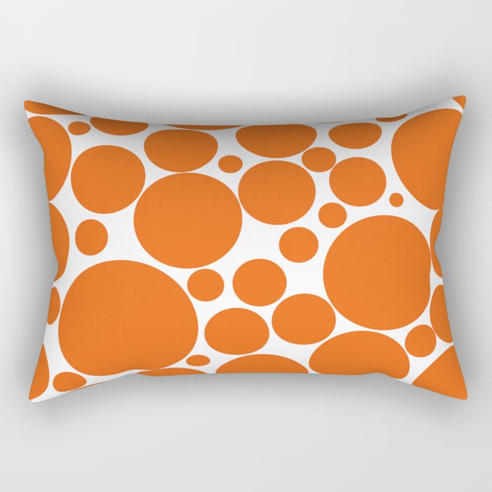 Bubbly Mod Dots Pattern in Burnt Orange and White Rectangular Pillow Gallery Image 1
