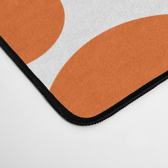Bubbly Mod Dots Pattern in Burnt Orange and White Desk Mat Gallery Image 4