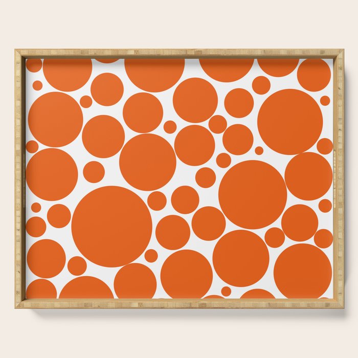 Bubbly Mod Dots Pattern in Burnt Orange and White Serving Tray Gallery Image 1