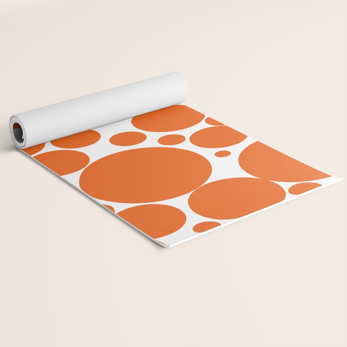 Bubbly Mod Dots Pattern in Burnt Orange and White Yoga Mat Gallery Image 2