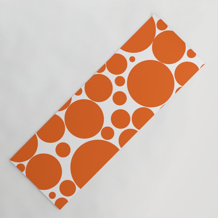 Bubbly Mod Dots Pattern in Burnt Orange and White Yoga Mat Gallery Image 1