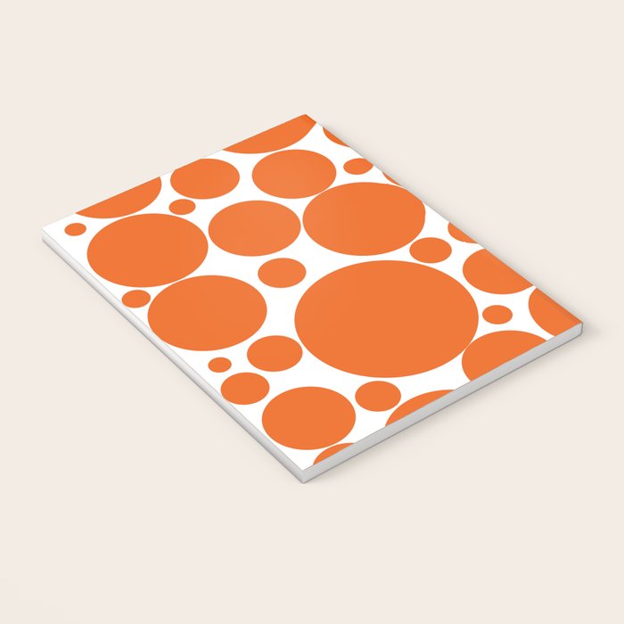Bubbly Mod Dots Pattern in Burnt Orange and White Notebook Gallery Image 3