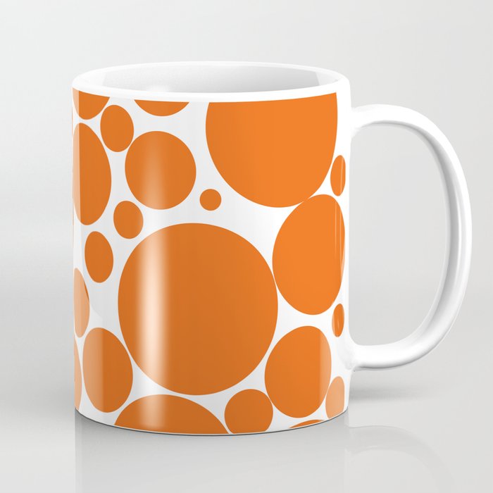 Bubbly Mod Dots Pattern in Burnt Orange and White Coffee Mug Gallery Image 1