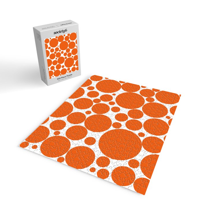 Bubbly Mod Dots Pattern in Burnt Orange and White Jigsaw Puzzle Gallery Image 2