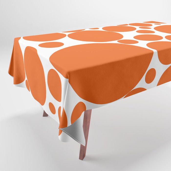 Bubbly Mod Dots Pattern in Burnt Orange and White Tablecloth Gallery Image 1