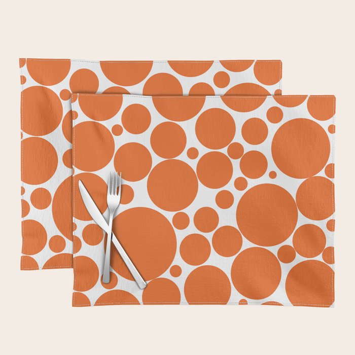 Bubbly Mod Dots Pattern in Burnt Orange and White Placemat Gallery Image 1