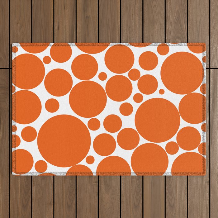 Bubbly Mod Dots Pattern in Burnt Orange and White Outdoor Rug Gallery Image 1
