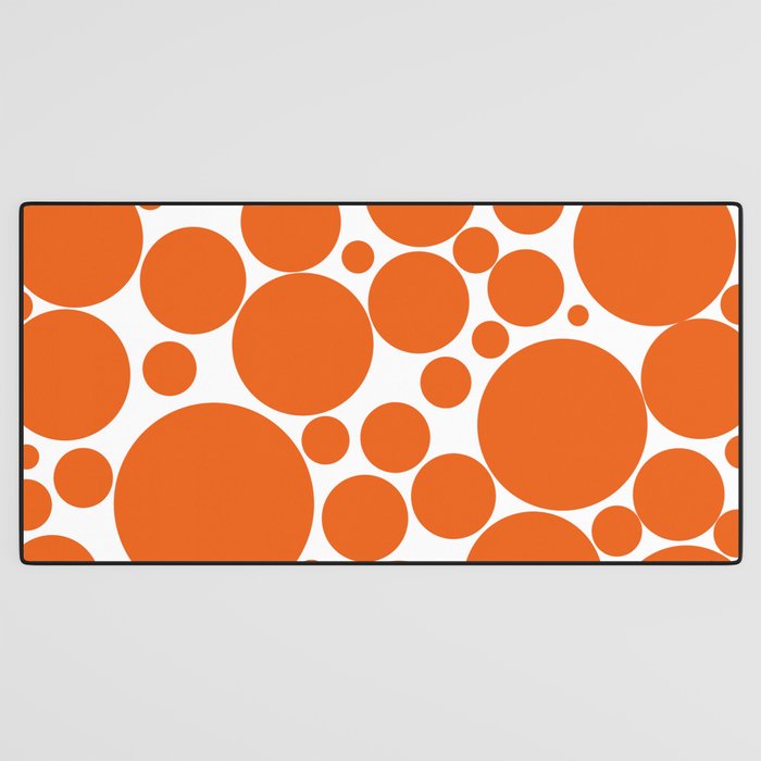 Bubbly Mod Dots Pattern in Burnt Orange and White Desk Mat Gallery Image 3