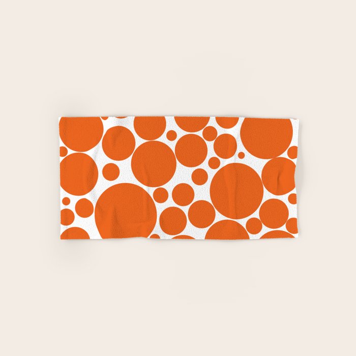 Bubbly Mod Dots Pattern in Burnt Orange and White Bath Towel Gallery Image 1