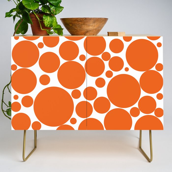 Bubbly Mod Dots Pattern in Burnt Orange and White Credenza Gallery Image 1