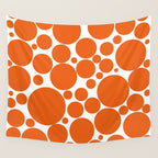 Bubbly Mod Dots Pattern in Burnt Orange and White Wall Tapestry Gallery Image 4