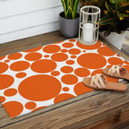 Bubbly Mod Dots Pattern in Burnt Orange and White Outdoor Rug Gallery Image 2