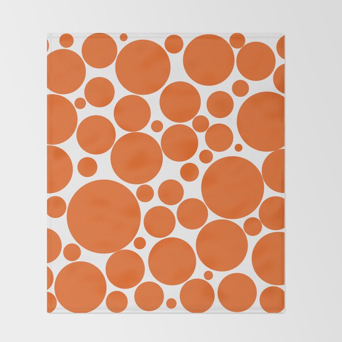 Bubbly Mod Dots Pattern in Burnt Orange and White Throw Blanket Gallery Image 2