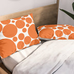 Bubbly Mod Dots Pattern in Burnt Orange and White Pillow Sham Gallery Image 2