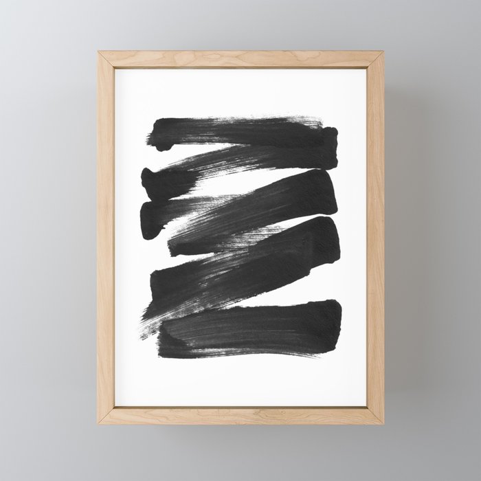 Black Brushstrokes Abstract Ink Painting Mini Art Print Gallery Image 1