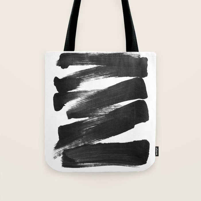 Black Brushstrokes Abstract Ink Painting Tote Bag Gallery Image 1